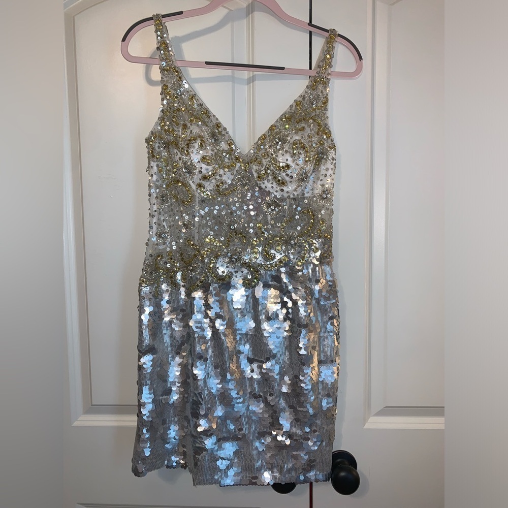 Sequin prom dress in Silver and Gold. NWT